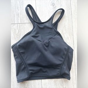 Lululemon High Neck Mesh Black Sports Bra Cropped Top Size 2
